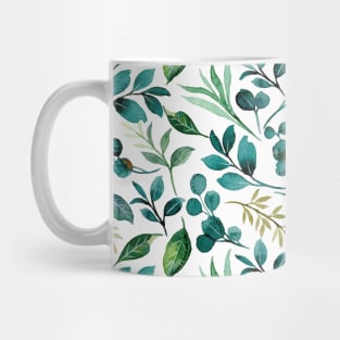 Green Watercolour leaf pattern Mug